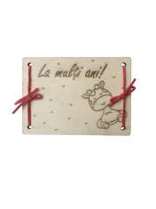 Felicitare din lemn gravată