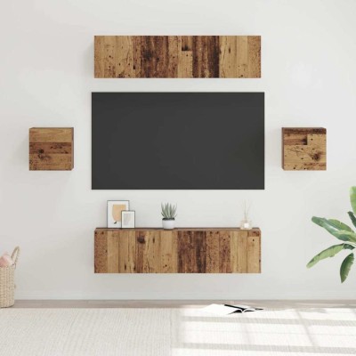 vidaXL Set comodă TV 6 pcs Lemn vechi Mediu 30.5 x 30 x 30 cm foto