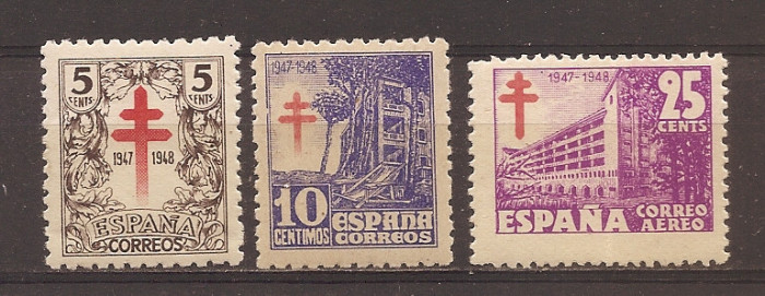 Spania 1947 - Lupta &icirc;mpotriva tuberculozei, serie + PA, MNH