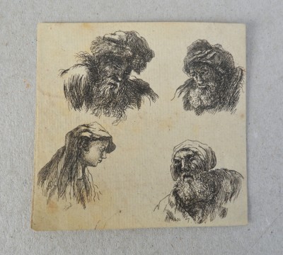 Christian Ludwig von Hagedorn &amp;quot;Studiu de capete&amp;quot; gravura veche 1744 foto