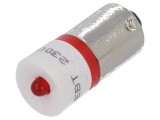 Lampă LED BA9S roșie 230VAC
