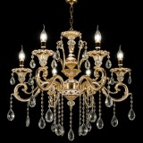 Candelabru Luciano cu cristale K9, auriu, 6xE14, metal pentru interior