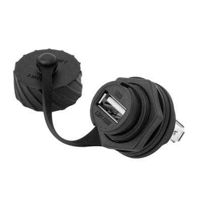 Conector tip USB 2.0, Mama, montabil, cu capac, IP67 foto