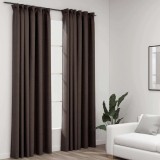 VidaXL Draperii opace aspect p&acirc;nză c&acirc;rlige 2 buc. gri taupe 140x245 cm