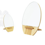 Oglinda cosmetica cu suport din lemn, inaltime 21 cm, natur, Idei