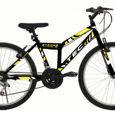 Bicicleta MTB Tec Strong, culoare negru/galben, roata 26", cadru din otel PB Cod:222637000309