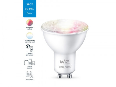 Bec led WiZ Wi-Fi Bluetooth 4.9W GU10 2200-6500K RGB 345lm Philips 8718699787134 foto