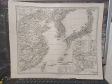 Hartă Estul Chinei, Coreei, Japoniei - Justus Perthes, 1867, Gravură Color, 45x37 cm, Stieler's Hand-Atlas