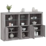 vidaXL Servantă cu lumini LED, gri sonoma, 162x37x100 cm