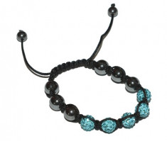 Bratara Shamballa cu cinci cristale bleo si hematit..OFERTA !! foto