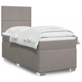 VidaXL Pat box spring cu saltea, gri taupe, 90x200 cm, textil