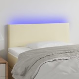 vidaXL Tăblie de pat cu LED, crem, 90x5x78/88 cm, piele ecologică