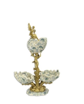 Platou din portelan cu decoratiuni din bronz NN-51 foto