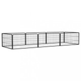Țarc c&acirc;ini 8 panouri negru 100x50 cm, oțel vopsit electrostatic