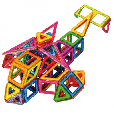 Set 148 Piese Magnetice de Constructie, Flippy, Piese Medii, Magnetic Blocks, Forme Geometrice, 3 Ani, ABS, Magnet, 25 x 17.8 x 10 cm, Multicolor foto