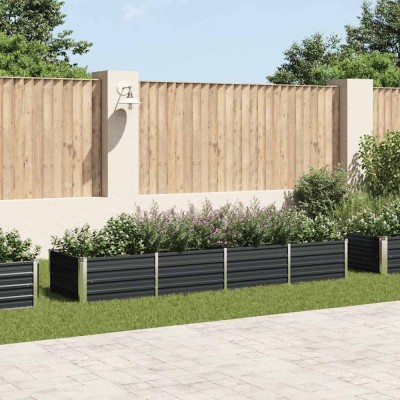 vidaXL Strat &amp;icirc;nălțat de grădină antracit 320x80x45 cm oțel galvanizat 45729 foto