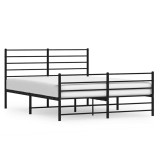 Cumpara ieftin Cadru pat fara saltea, cu tablie picioare negru 160x200cm metal