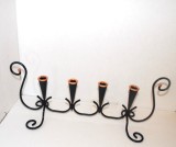 Superb sfesnic metal &amp; cupru, 4 focuri, retro-design, anii 50 - design Gunnar Ander, Ystad Metall, Suedia
