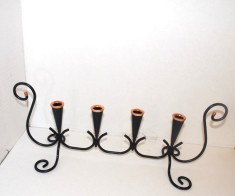Superb sfesnic metal &amp; cupru, 4 focuri, retro-design, anii 50 - design Gunnar Ander, Ystad Metall, Suedia