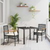 VidaXL Set de masă pentru grădină 3 pcs Negru poliratan 3380813