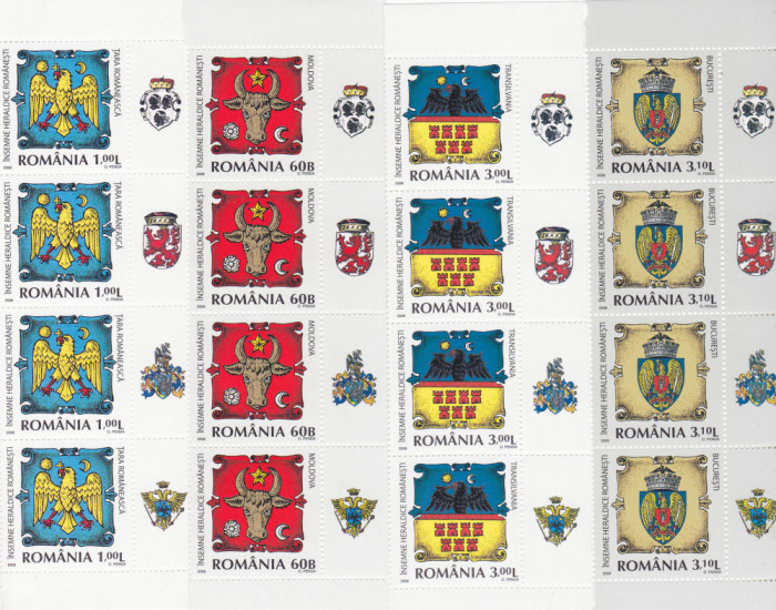 INSEMNE HERALDICE ROMANESTI,CU VINIETE DIFERITE,2008,Lp.1816, MNH ** ROMANIA.