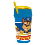 Pahar cu pai si compartiment superior, Stor, Paw Patrol, 400 ml