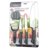 Set cutite 3 piese Bohmann, maner soft touch, curatator legume si ascutitor incluse