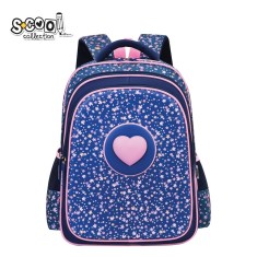 Ghiozdan fete neechipat S-COOL 3D ergonomic Pink heart, 42x30x22 cm