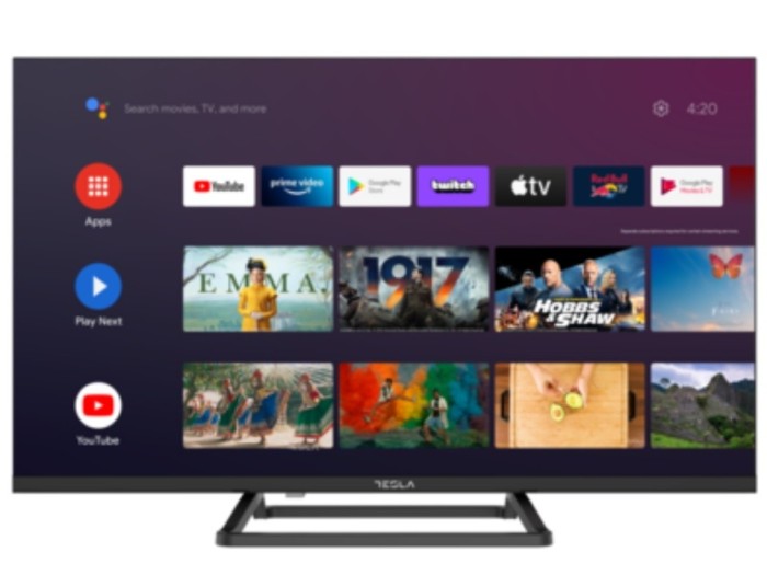 Tesla Android TV 11, DLED 43E635BFS, 109 cm, FHDDVB-T/T2/C/S/S2, 300cd/m2, VESA