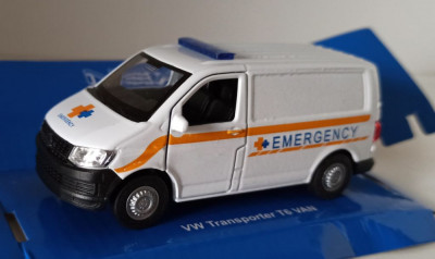 Macheta Volkswagen Transporter T6 Van Emergency 2016 - Welly 1/36 VW foto