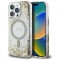 Husa MagSafe pentru Apple iPhone 16 Pro, Guess, Resin Bottom Glitter, Aurie