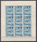 ROMANIA 1948 LP 234 -1 MAI ZIUA MUNCII 20+20 LEI AVION COALA MICA DE 9 TIMBRE GUMA ORIGINALA BLOCUL DE 9 TIMBRE STARE MNH USOARE PLIURI MARGINE COALA