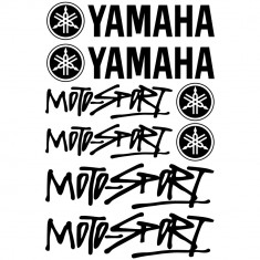 Set 10 Stickere Yamaha Moto-Sport Negru foto