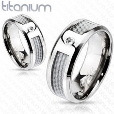 Inel din titan - model plasă cu zircon - Marime inel: 54