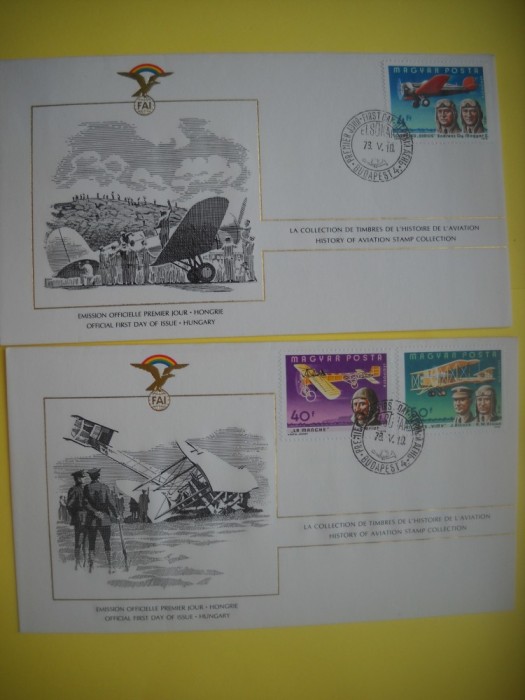 HOPCT PLIC FDC S NR 1017 SET 4 FDC UNGARIA-EUROPA -ISTORIA AVIATIEI -FAI -FEDERATIA AERONAUTICA INTERNATIONALA 1978-AVION / AVIATIE