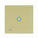 Intrerupator touch simplu PNI SH101G din sticla, auriu, cu LED