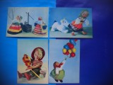HOPCT LOT NR 999 RUSIA PAPUSI PENTRU COPII -4 CARTI POSTALE-NECIRCULATE