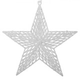 Ornament Brad Crăciun, Stea, 28 cm, Culoare Albă, Material Plastic, Glitter, Oem