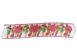 Esarfa matase naturala, foarte fina, cu pasari, culori vii, noua (nefolosita), 26cm x 130cm