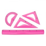 Set Geometrie, Little President, Rigle Flexibile, 4 Bucăți, Culoare Fucsia, Oem