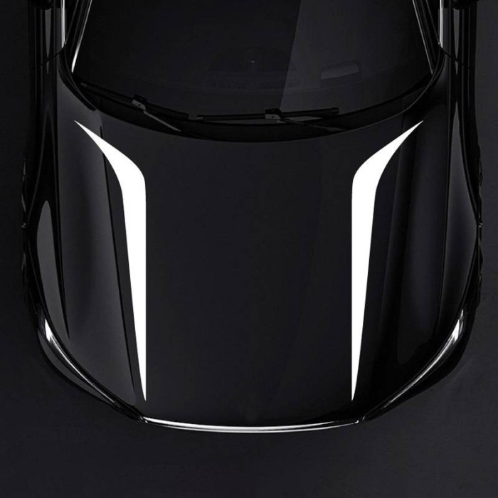 Set 2 stickere autoadezive Tuning, model &quot;Hood Stripes V2&quot;, dimensiune 100 x 26