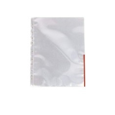 Set 100 Folii Protectie Documente A4 Esselte, 105 Microni, Margine Rosie, Folie Protectie Documente, Folii A4, Folii A4 Protectie, Folii pentru Docume foto