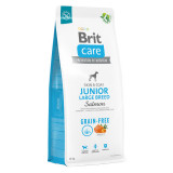 Brit Care Grain-Free Junior Large Breed, L-XL, Somon, hrană uscată fără cereale c&acirc;ini junior, piele &amp; blană, 12kg