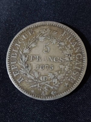 Franța 1875 A - 5 Franci - Monedă de argint #4 foto
