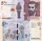 Bancnota Columbia 5000 Pesos, 26 Mai 2020, UNC, Neutilizata