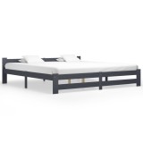 Cumpara ieftin Cadru de pat, gri &icirc;nchis, 200 x 200 cm, lemn masiv de pin