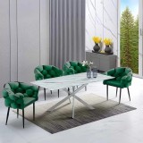 Scaun Dining Modern Din Catifea Si Cadru Metalic Moderno 25600 Verde