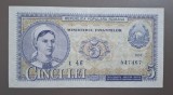 Bancnota 5 lei 1952, seria t 46 547467 - stare foarte buna