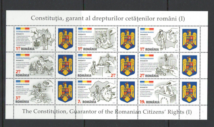 Romania 2019 - LP 2234 a nestampilat - Constitutia, garant al drepturilor - bloc