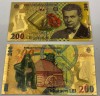 200 LEI 2006 (REPLICA/REPRODUCERE/SUVENIR) POLIMER (PLASTIC) PLACATA CU AUR DE 24K